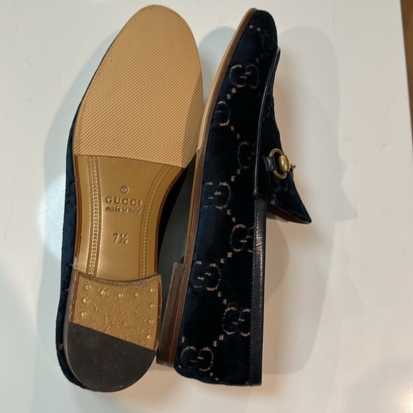 MEN'S GUCCI JORDAAN BLUE GG VELVET LOAFER Size 7.5=8US - Picture 6 of 17